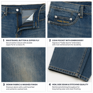 Jean en denim bleu indigo délavé coupe droite décontractée pour homme, finition délavée, logo personnalisé, marque privée, pantalon en denim streetwear - Product Image 4