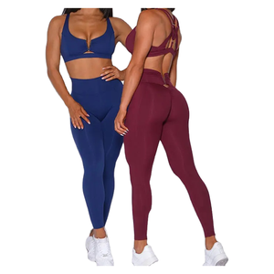 Conjunto de Yoga para Mujer, Talla Grande, Color Sólido |   Conjunto Deportivo Elástico y Transpirable de Spandex/Nylon |   Ropa Deportiva Ecológica de 2 Piezas - Product Image 2