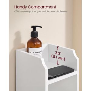 Mueble Esquinero para Baño, Estrecho, para Guardar Papel Higiénico, 7.9x7.1x31.5 Pulgadas, con Estantes Ajustables - Product Image 5