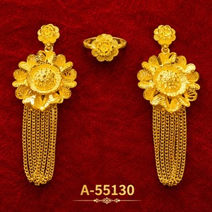 Pendientes Colgantes de Plata Tibetana Vintage para Mujer, Diseño Floral, Joyería de Boda A-55129, Aleación Chapada en Plata Antigua, Corte Cojín - Product Image 2