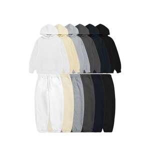 Conjunto de Sudadera con Capucha y Pantalones de Forro Polar Grueso Personalizado, de Color Sólido, con Mangas Raglán - Product Image 1