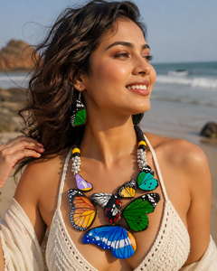 Handmade Indian Terracotta Clay Necklace and Earring <b>Set</b> for Women Traditional Ethnic Trendy Wedding Gift Party Jewelry - Product Image 1