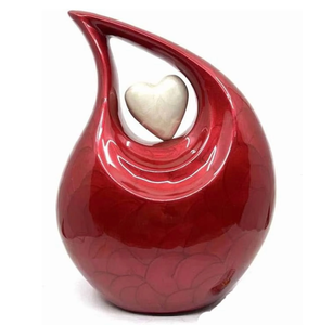 Magnifiques urnes funéraires roses en forme de goutte d'eau avec cœur pour cendres d'adultes, 200 pouces cubes, écologiques et durables - Product Image 4