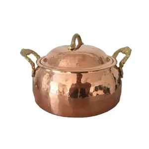 Olla de Cobre Premium con Tapa y Asas Decorativas, Plato para Servir de Cobre, Utensilios de Cocina para Sopa y Guisos - Product Image 1