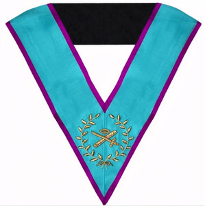 Collar de oficial experto de Memphis-Misraim, bordado a mano con hilo de oro, insignia ceremonial de la Blue Lodge. - Product Image 1