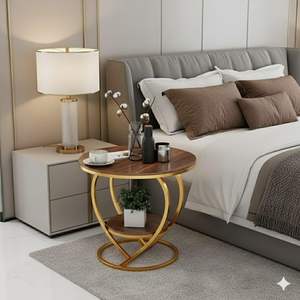 โต๊ะข้างรูปหัวใจ โครงโลหะ โต๊ะข้างแบบดั้งเดิม เป็นมิตรกับสิ่งแวดล้อม ทนทาน ไม้เอ็นจิเนียร์ลายหินอ่อน เฟอร์นิเจอร์ห้องนั่งเล่น - Product Image 4