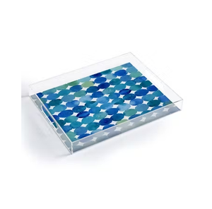 Elegante bandeja de acrílico impresa para servir y almacenar té, café, bocadillos, desayuno, organizador de alta calidad para decoración de mesa de café. - Product Image 3