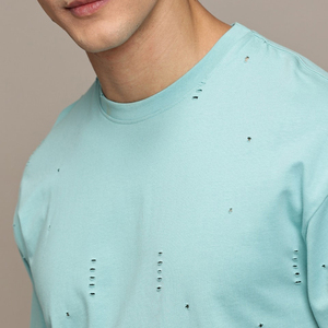 Camisetas para Hombre Tallas Grandes, Estilo Desgastado, 100% Algodón, Tela Gruesa y Cómoda, Logotipo Frontal Personalizable, Servicio OEM, Alta Calidad - Product Image 5