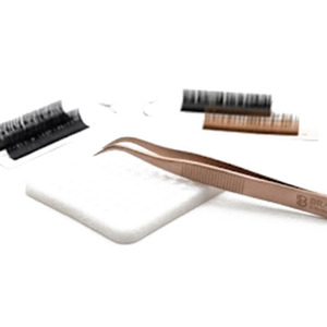 แหนบถอนขนตามืออาชีพแหนบขนตาสีดำกันลื่นทำจากสเตนเลสสตีลสีโรสโกลด์ - Product Image 1