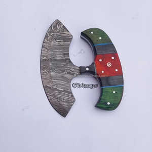 Hand Forged Damascus Steel Ulu Knife <b>Japanese</b> Chef Boning Knife Wooden Handle Custom Logo for Kitchen & Pizza Cutting - Product Image 4