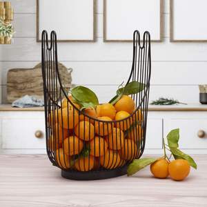 Cesta de frutas minimalista de hierro con diseño de alambre abierto para un aspecto de cocina limpio y moderno - Product Image 3