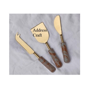 Stainless Steel <b>Cheese</b> <b>Set</b> of 3 Multi Color Resin Handmade Handle Tableware PVD Gold Plated <b>Cheese</b> Cutting Tools Spike Knives - Product Image 6
