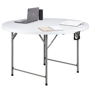 <b>White</b> 48-Inch <b>Round</b> Outdoor Folding Utility <b>Table</b> Durable 48inch <b>Round</b> Folding <b>Table</b> for Indoor and Outdoor Use - Product Image 4