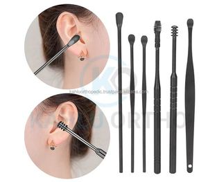 Juego de 6 Herramientas para Remover Cera de Oídos de Acero Inoxidable en Color Negro, Limpiador de Oídos, Extractor de Cera de KAHLU ORTHOPEDIC - Product Image 5
