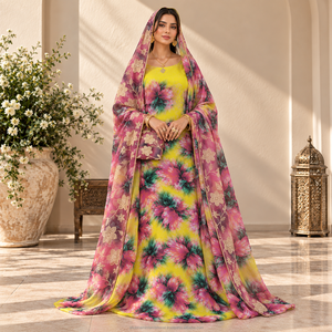 Tissu imprimé floral de luxe violet suisse Dirac 100 % polyester avec dentelle brodée pour tenue de mariage et de fête - Product Image 4