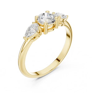 Anillo de Diamante Cultivado en Laboratorio de Calidad Premium, Tres Piedras con Curvas Esculpidas, Simetría Radiante, Joyería Moderna, Elegante y de Lujo Futurista - Product Image 4