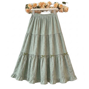 Falda Maxi con Volantes y Cordones para Mujer, Otoño 2026, Transpirable, Cintura Natural, Elegante, Malla 100% Poliéster Sostenible - Product Image 3