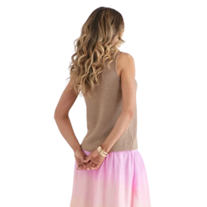 Chaleco de punto metálico para mujer, sin mangas, bronce, con cuello en V, brillante, informal, holgado, de moda, para verano - Product Image 4