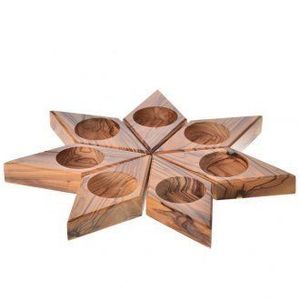 Porte-bougie artisanal en bois avec finition style écorce de mangue, look vintage - neuf - plateau à bougies - Product Image 3