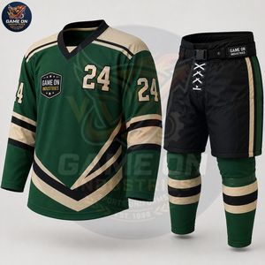 Pro Team Sportswear Breathable Sublimation Oem Odm Supplier New Trendy Custom Green Black Ice Hockey Jersey And Pants Sets - Product Image 2