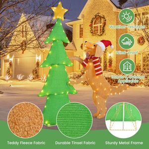 Albero di Natale Luminoso in Tinsel da 120 cm con Cane Goldendoodle in Peluche, Decorazioni Natalizie Festive - Product Image 3
