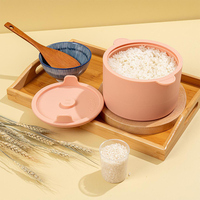 Cuiseur à riz et cuiseur vapeur en silicone de qualité alimentaire Calopig, faible teneur en glucides, compatible micro-ondes, capacité de 1,6 L, cuisson rapide, nettoyage facile, conception à 2 niveaux