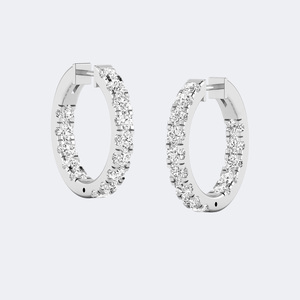 3.65CTW Lab Grown Round Cut 10k Gold Plated Luxury <b>Large</b> <b>Hoop</b> Diamond Earrings - Product Image 2