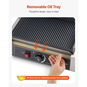 Piastra Elettrica Commerciale per Panini da 1800W in Acciaio Inox con Controllo della Temperatura e Manico da 13 Pollici - Product Image 4