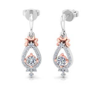 Pendientes Colgantes de Oro Sólido de 14K con Diamantes Cultivados en Laboratorio de Corte Redondo y Diseño Clásico para Regalo, Fiestas, Aniversarios y Uso Diario - Product Image 6