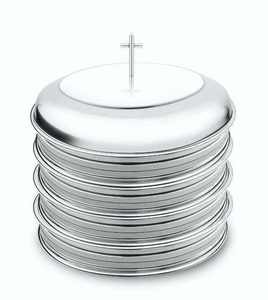 DURABLE STAINLESS STEEL HOLY <b>COMMUNION</b> TRIPLE TRAY SET 120 <b>CUPS</b> MIRROR FINISH DISHWASHER SAFE STABLE BOTTOM RING DELUXE AB1003 - Product Image 1