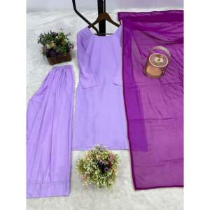 Hermoso conjunto de chifón listo para usar (top, pantalón y dupatta) con borde de encaje - Product Image 4