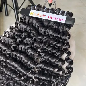 Top Hairstyle 2024 Vietnamese Wavy Curly Hair Deep Wavy Bouncy Curl Wholesale Price