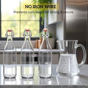 Bouteille en verre borosilicate METIER avec bouchon à vis, fil en acier inoxydable, sans BPA, étanche, hermétique, pour l'école, la randonnée, les boissons chaudes - Product Image 6