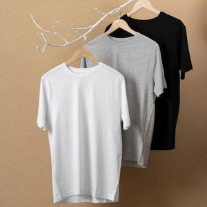 เสื้อยืดคอกลมผ้าฝ้ายยูนิเซ็กซ์ สีพื้น ทรงหลวม แขนสั้น สวมใส่สบาย ระบายอากาศได้ดี เหมาะกับทุกฤดู ผ้าถักเรียบ ย้อมสีพื้น - Product Image 1