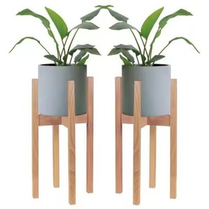 Soporte minimalista de madera para plantas de interior, soporte negro para macetas, acabado natural, diseño moderno, soporte de madera para plantas. - Product Image 3