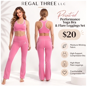 Women Racerback Bra Flare Legging Compression Yoga 2 Piece <b>Set</b> Quick Dry Gym Workout 2 PiecSet Flare Legging Compression Bra <b>Set</b> - Product Image 1
