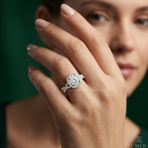 <b>925</b> Sterling <b>Silver</b> Cushion Cut Halo Moissanite Engagement <b>Ring</b> Twisted Pave Band Wedding <b>Ring</b> for Women - Product Image 6