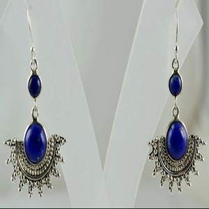 Pendientes de Lapislázuli en Plata de Ley 925, Hechos a Mano, Pendientes de Promesa para Mujer, Estilo Boho, Joyería con Piedra de Nacimiento de Septiembre - Product Image 1