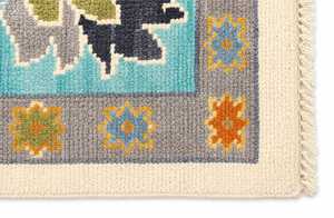 Moroccan Hand Knotted Wool Eco Friendly Medium Pile Floral Area Rug Soft Carpet Neutral Home Decor <b>for</b> Living Room Bedroom - Product Image 3