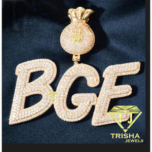 Iced Out "BGE" <b>Initial</b> <b>Necklace</b> Moissanite Diamond Custom Letter Pendant Hip Hop Bling Chain Luxury Jewelry Gift - Product Image 6
