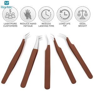 Wholesale Rate Brown Finish High-Precision Beauty Tools Stainless Steel Ergonomic Design Eyelash Extension and Volume Tweezers - Product Image 6