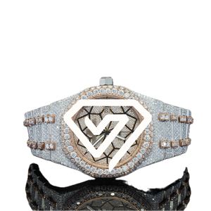 Reloj de Lujo con Patrón Geométrico y Moissanita VVS1, Reloj de Joyería en Oro Rosa y Plata de Dos Tonos - Product Image 3