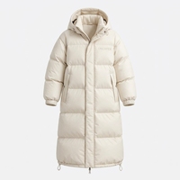 Manteau long matelassé unisexe crème avec capuche, style doudoune épaisse, chaud pour l'hiver, streetwear d'extérieur, personnalisable