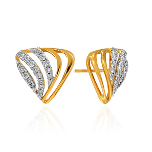 Pendientes de Diamantes Radiant Swirl, Pendientes de Diamantes de Oro Amarillo de Lujo para Mujer, Corte Baguette, Color G, Uso Diario, Diseño Geométrico - Product Image 2