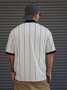 Polo a Rayas con Estampado de Letras para Hombre, Primavera/Verano, Ropa de Negocios - Product Image 2