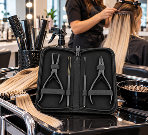 Kit Profesional de Herramientas para Extensiones de Cabello de Acero Inoxidable, Alicates de Punta de Cadena de 5.5 Pulgadas, Aguja para Tirar Cabello, Gancho, Alicate para Hacer Bucles, Micro - Product Image 4