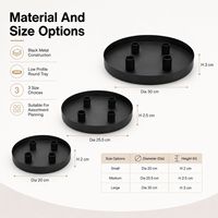 Bandeja Portavelas Redonda de Metal Negro al por Mayor con Cuatro Portavelas Cónicos para Decoración de Mesa de Adviento y Navidad