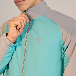 Ensemble de survêtement bleu pour homme – Veste zippée à manches longues et pantalon, color block, coupe sportive régulière, respirant, idéal pour l'automne - Product Image 5