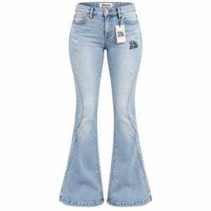 Pantalon en jean pour femme, style décontracté et mode quotidienne, OEM, en tissu denim de coton classique, coupe confortable et durable - Product Image 1