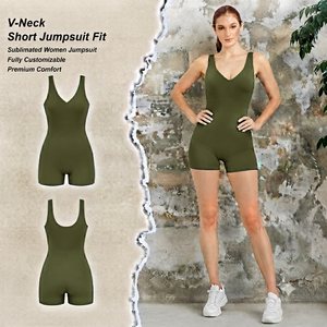 Combinaison de yoga taille haute, effet ventre plat, avec détails en maille, sans manches, longueur intégrale - Product Image 1